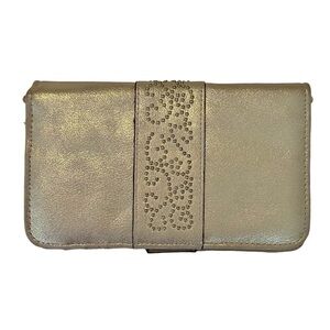 Enzo Angiolini Wallet Purse Crossbody Faux Leather‎ Gold and Tan Travel